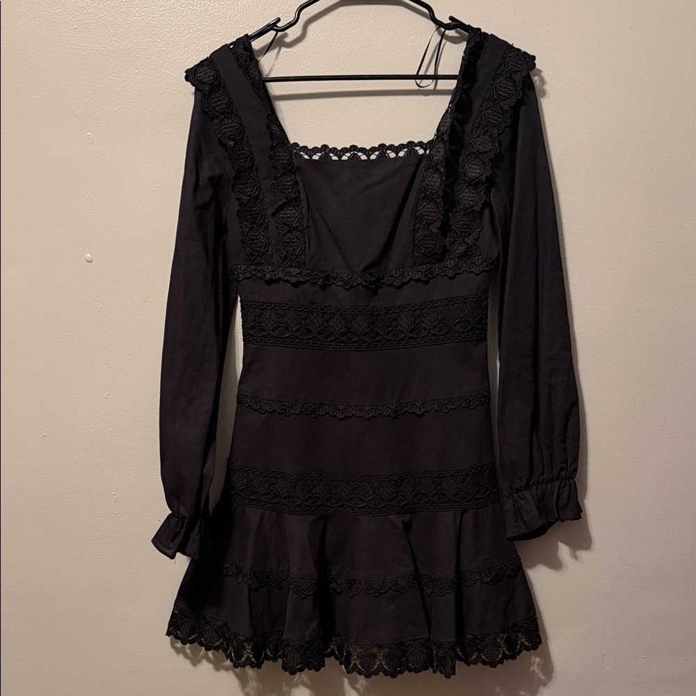 Endless Rose Black Long Sleeve Dress with Lace Details